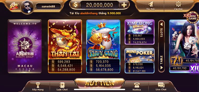 SunClub nổi bật với nhiều thể loại game
