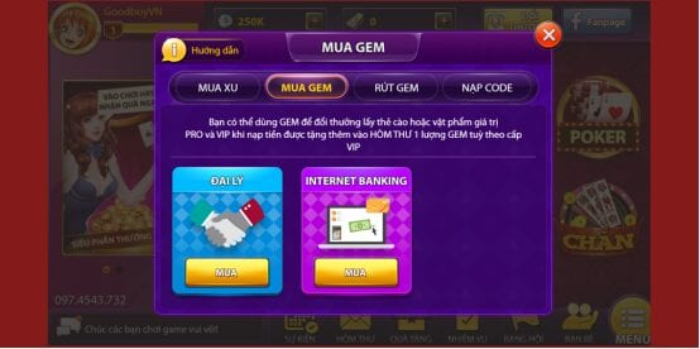 Thực hiện giao dịch trên Gem68